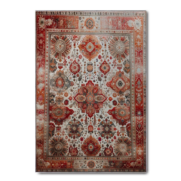 Rugpera Donna Brown Moroccan Digital Print High Quality Cotton Chenille